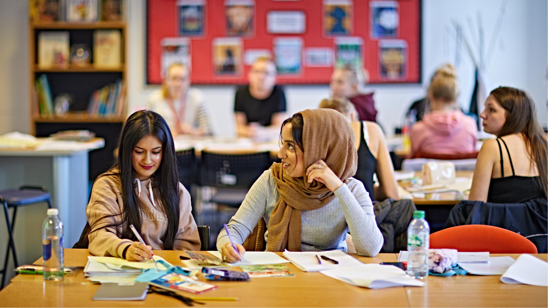 A group of students working together