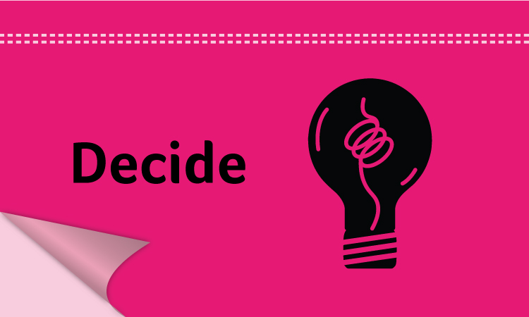 Decide on a pink background with a bulb icon