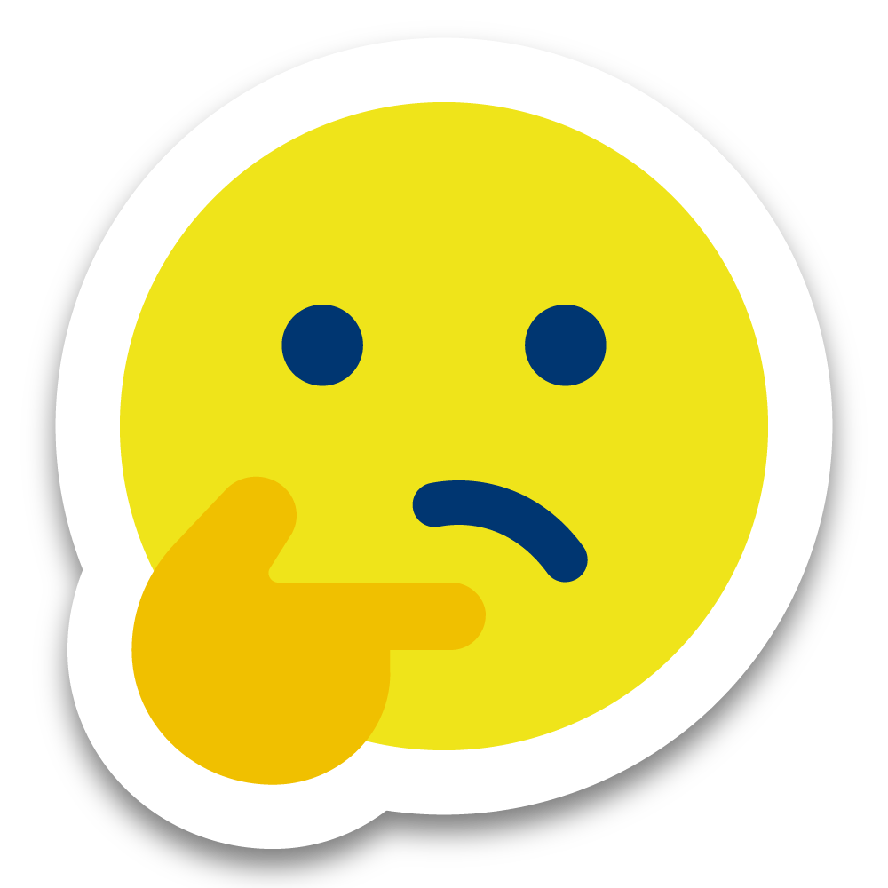 An emoji image of a thinking face