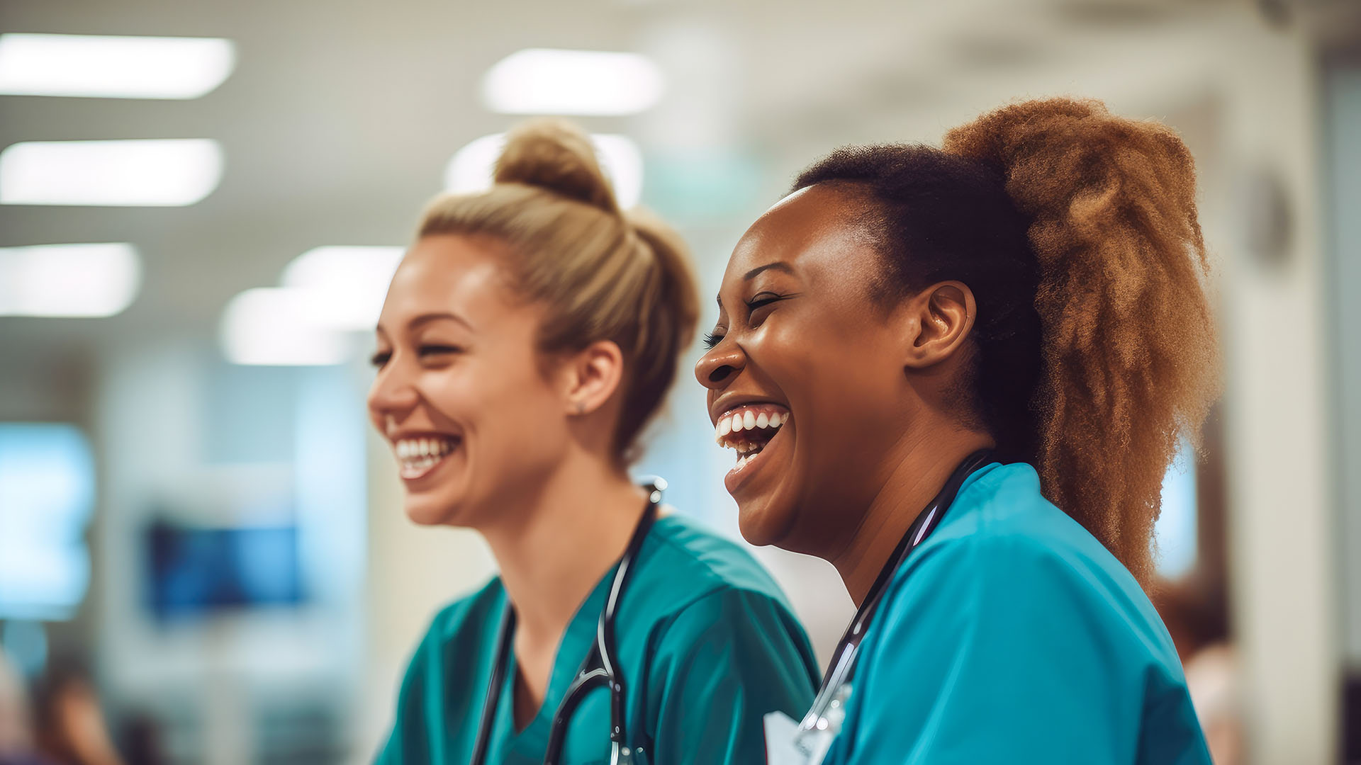 2 nurses laughing in quite a demonic way